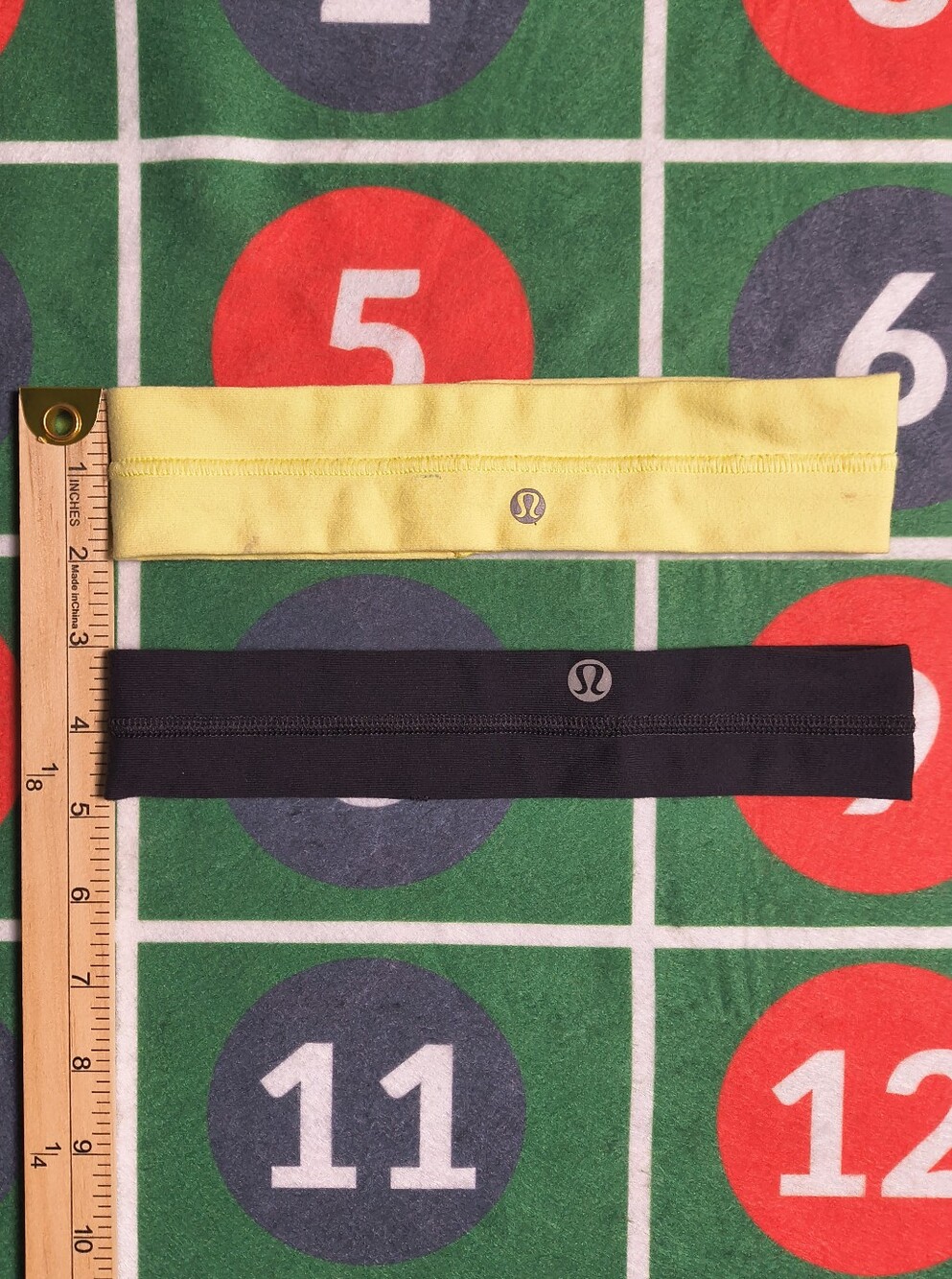 Lululemon Athletica Headbands 2 Pack Black Yellow Grippy Workout Hair Bands